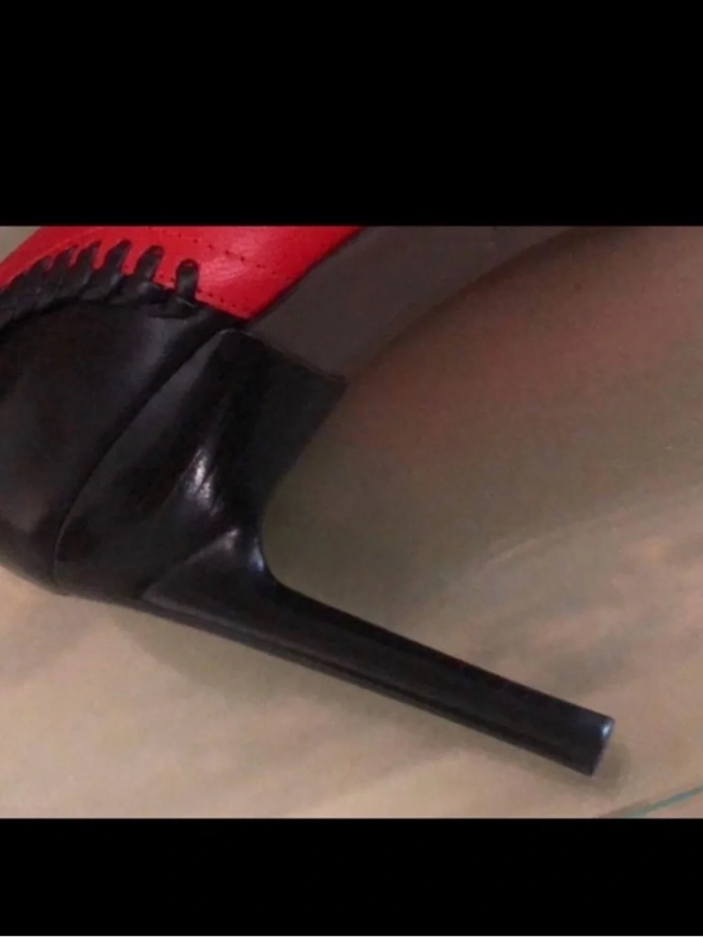 Vintage made in Italy Jason Wu Women's Red black Stitched Pointed-Toe Pumps